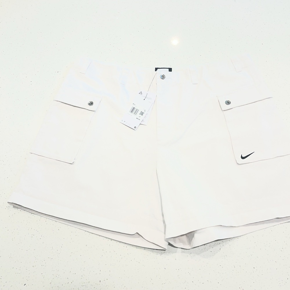 Nike Shorts Mens 40 White Canvas Cargo Cotton Utility Pockets FJ7137-030 NWT